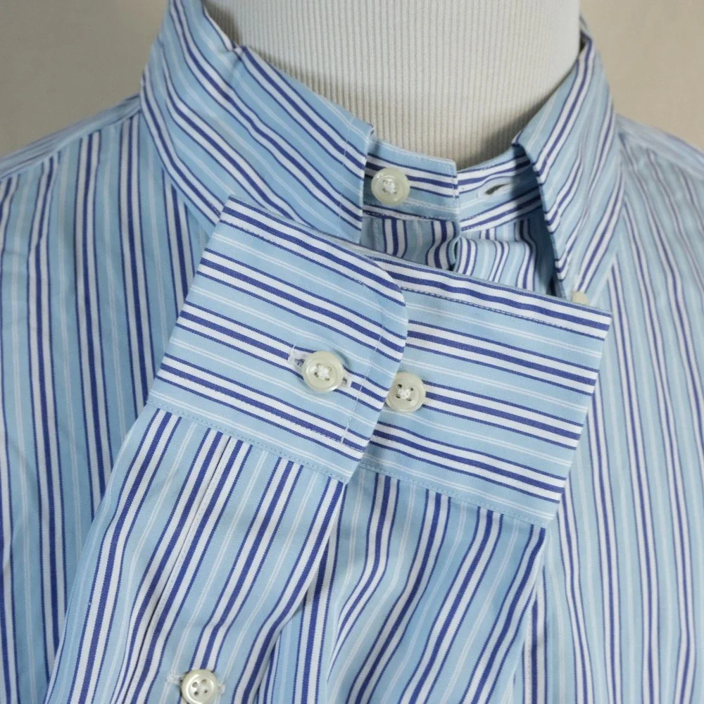 Polo Ralph Lauren XL Classic Fit Button Down Blue Striped 100% Cotton Mens